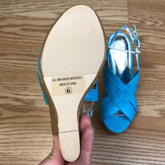 STYLUXE Mummy Blue Turquoise Cork Wedge with Silver – Various Sizes - Picture 5 of 7
